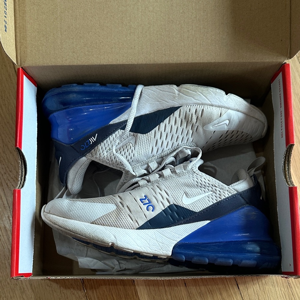 Nike Air Max 270 White Navy and Royal Blue Sneakers